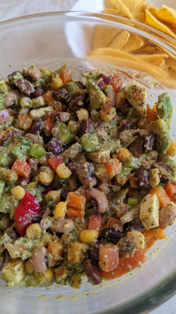 viral-cowboy-caviar-recipe-healthy-vegetarian-salad-recipe-with-tortilla-chips-sunflower-seed-and-pumpkin-seed-recipe-healthy-snack-recipes-weight-loss-quick-and-easy-recipes