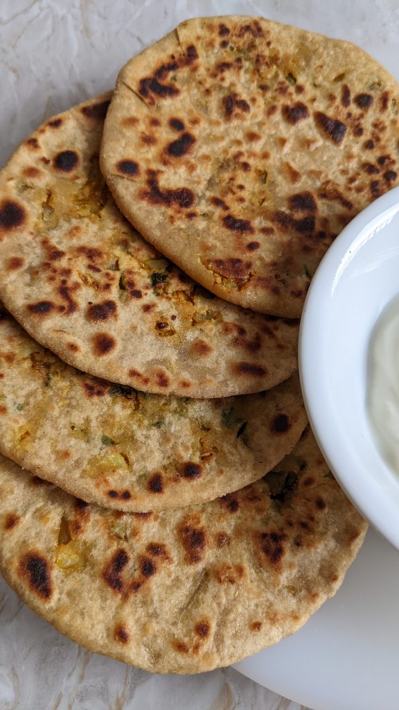 turmeric-recipes-gobi-ke-parathe-vegan-stuffed-cauliflower-flat-bread-vegan-breakfast-ideas-lunch-ideas-dinner-recipes