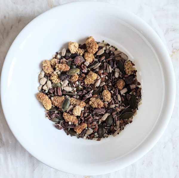hemp-seeds-flaxseed-sunflower-seeds-pumpkin-seeds-chia-seeds-dried-white-mulberries-raw-cacao-nibs-mix-140g-oatmeal-porridge-toppings-seeds-mix-buy-online-uk