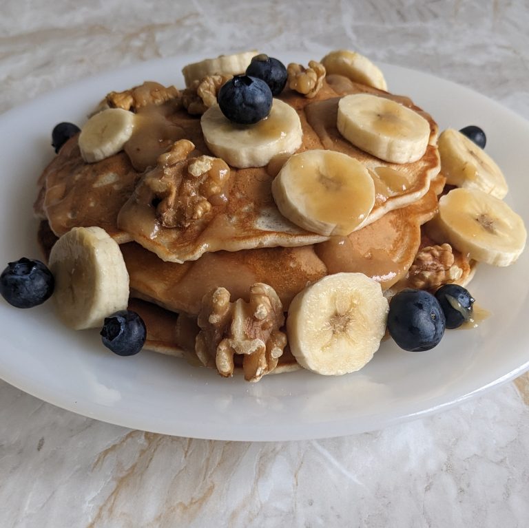 Soft Eggless Aniseed Spiced Banana Pancakes with Salted Caramel Sauce – The perfect pancake recipe for Pancake Day
