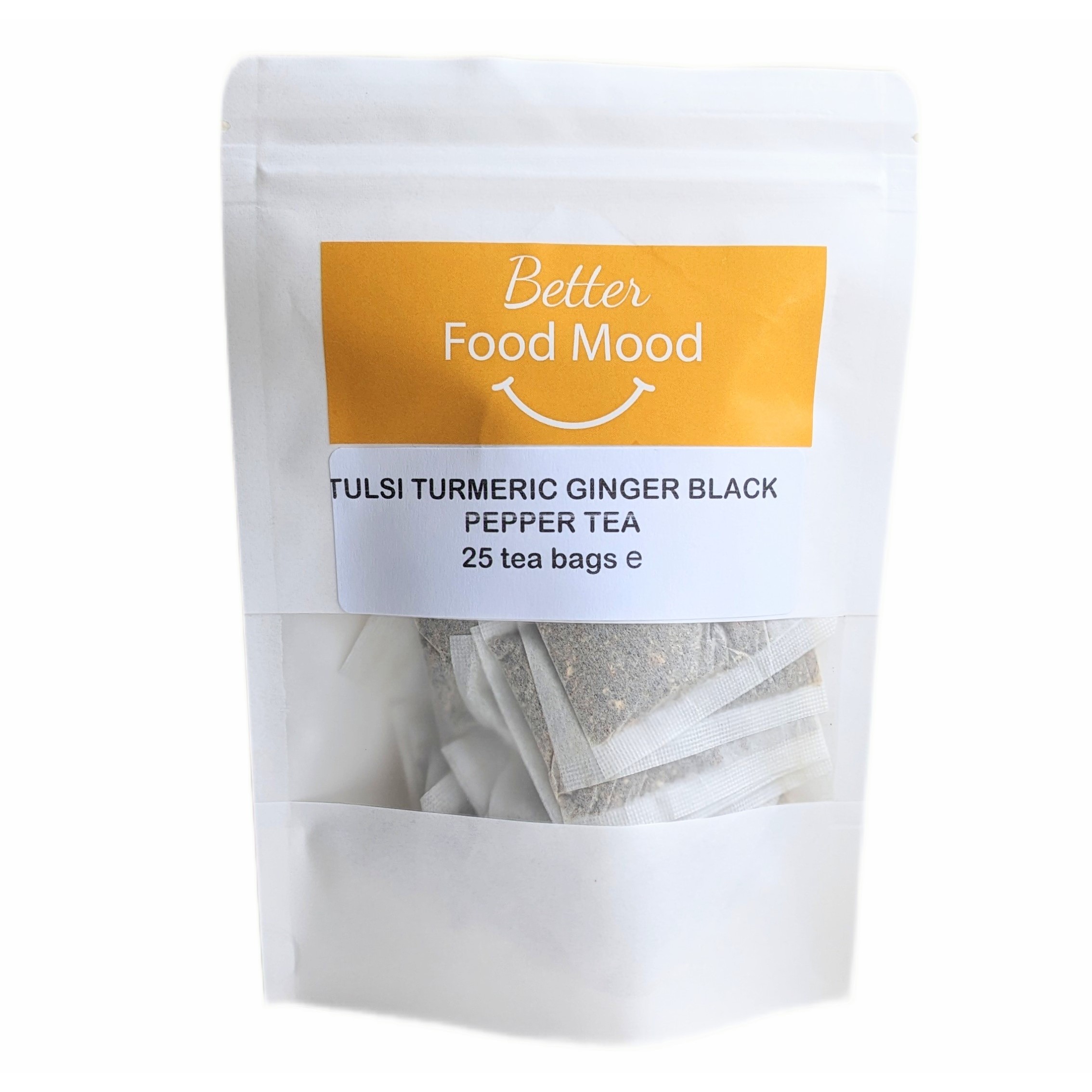 TURMERIC GOLD WARMTH Tea Tulsi Turmeric Ginger Black Pepper Tea Bags 25 teabags Better Food Mood