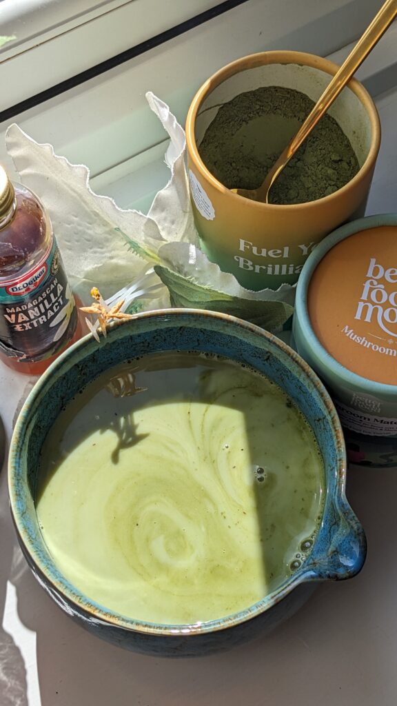 Mushroom matcha latte