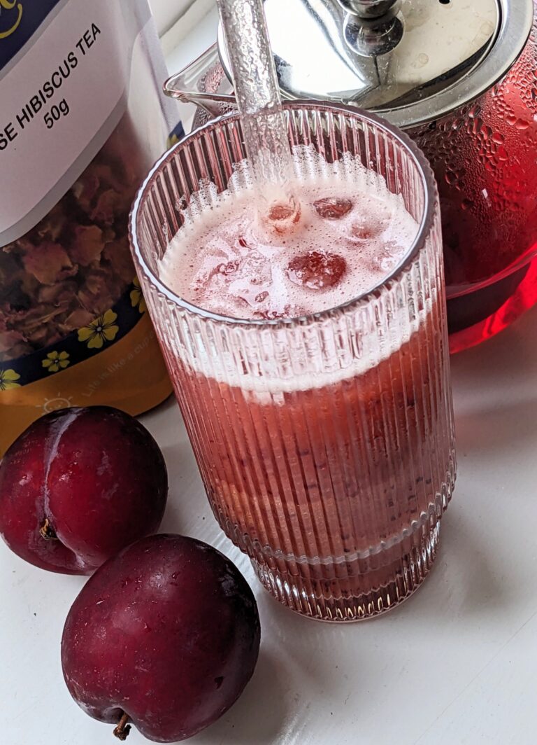 A Refreshing Rose Hibiscus and Plum Iced Tea for Summer